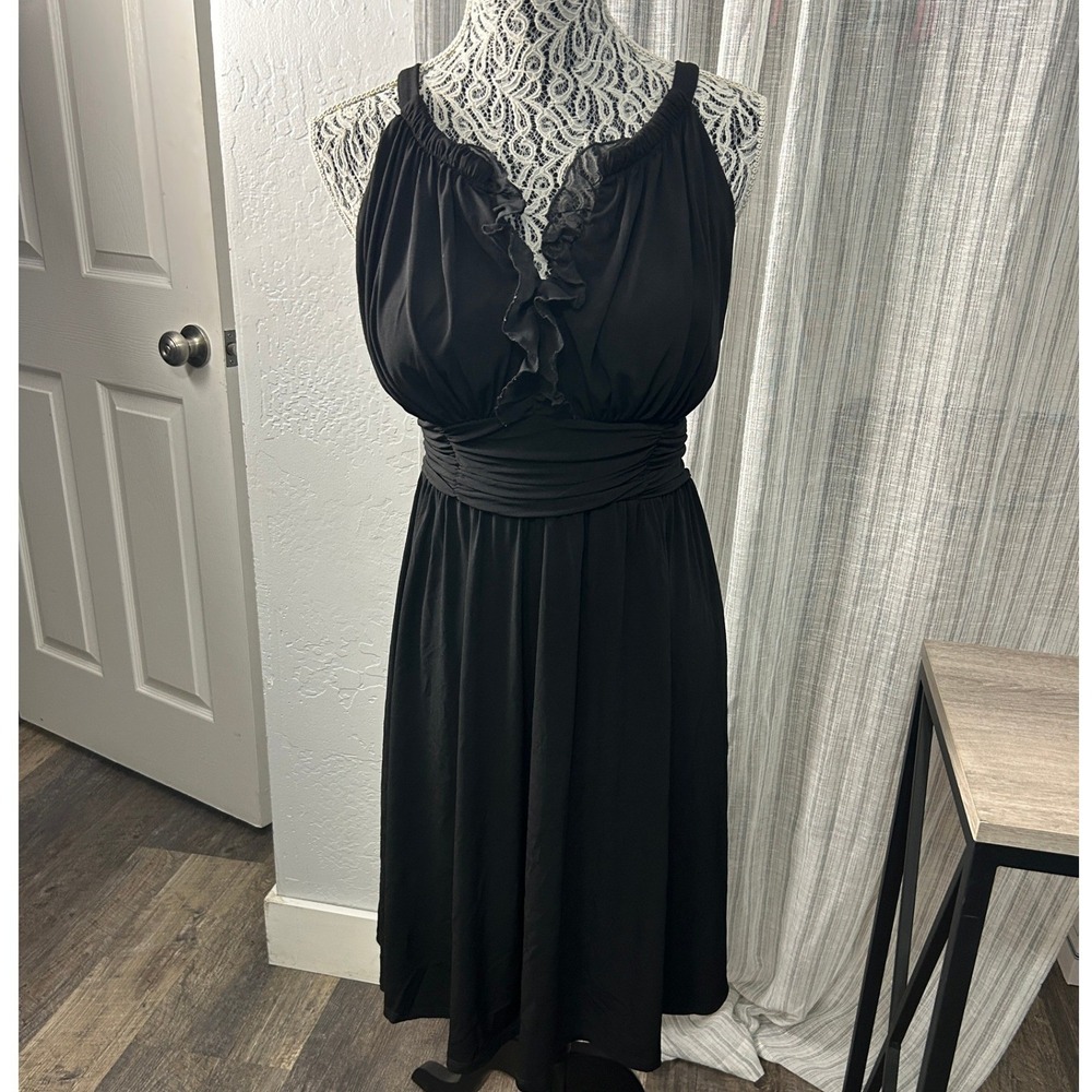 Classic Black Ruffled Halter Dress